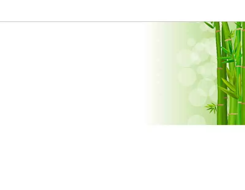 Bild zeigt grüne Bambusstangen mit Blättern auf einem grünen und weißen Hintergrund.