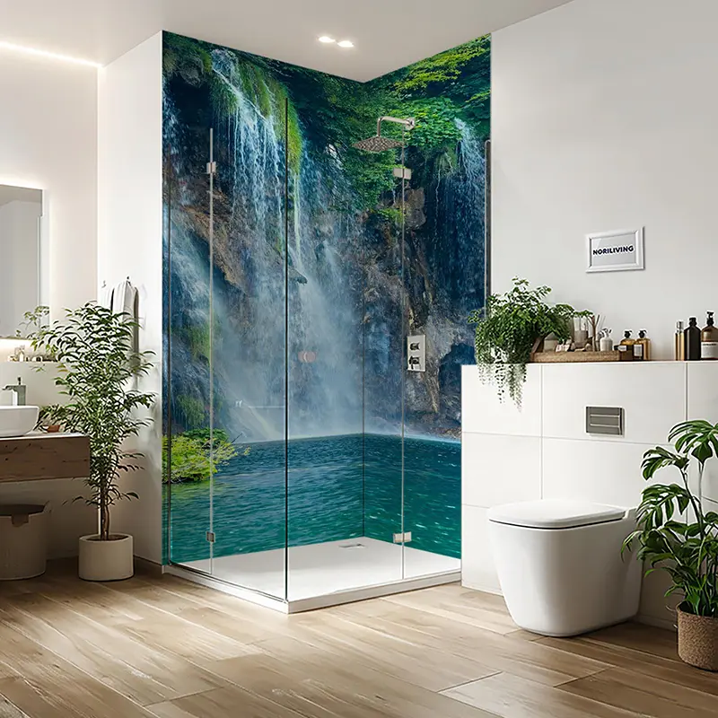 Duschrückwand Einzel | Ecke | Nische | Alu Wasserfall im Sommer 373