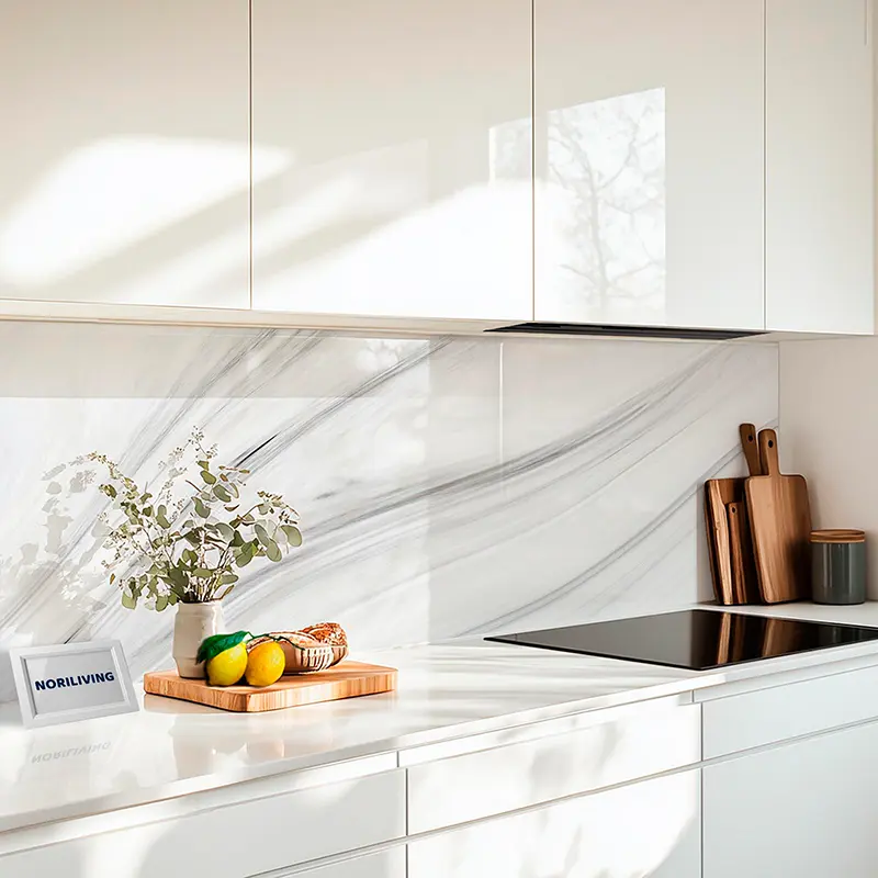 Küchenrückwand Alu Marmorstruktur weiß Silber 387