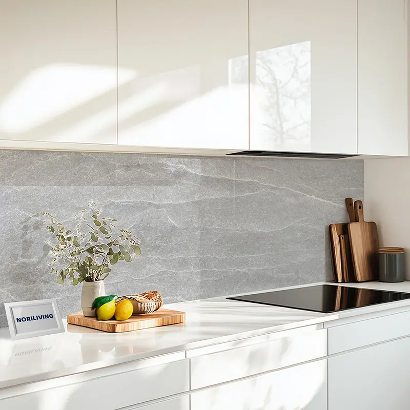 Küchenrückwand Echtglasoptik Profiline Abstrakte Marmorstruktur 972 schwarz-weiß