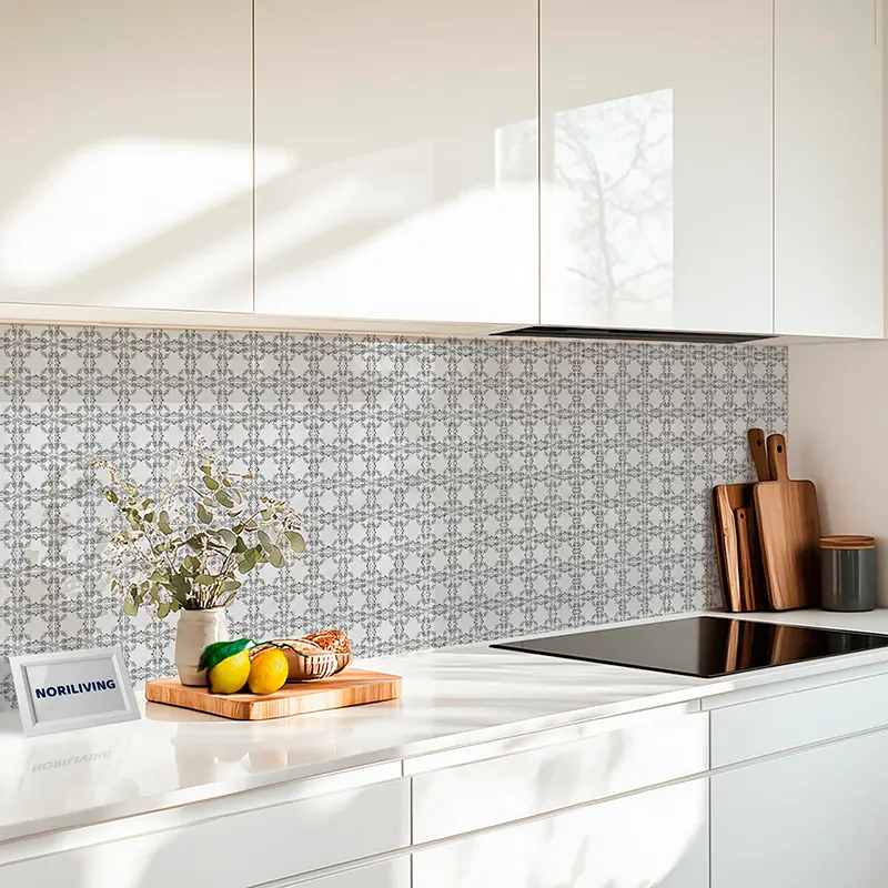 Küchenrückwand Glas Fliesen Pastellfarben 901 schwarz-weiß