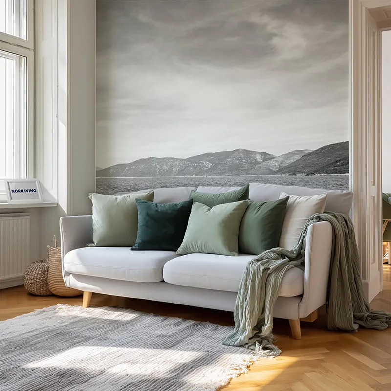 Wohnzimmerrückwand Alu Adriaküste Istrien 462 schwarz-weiß