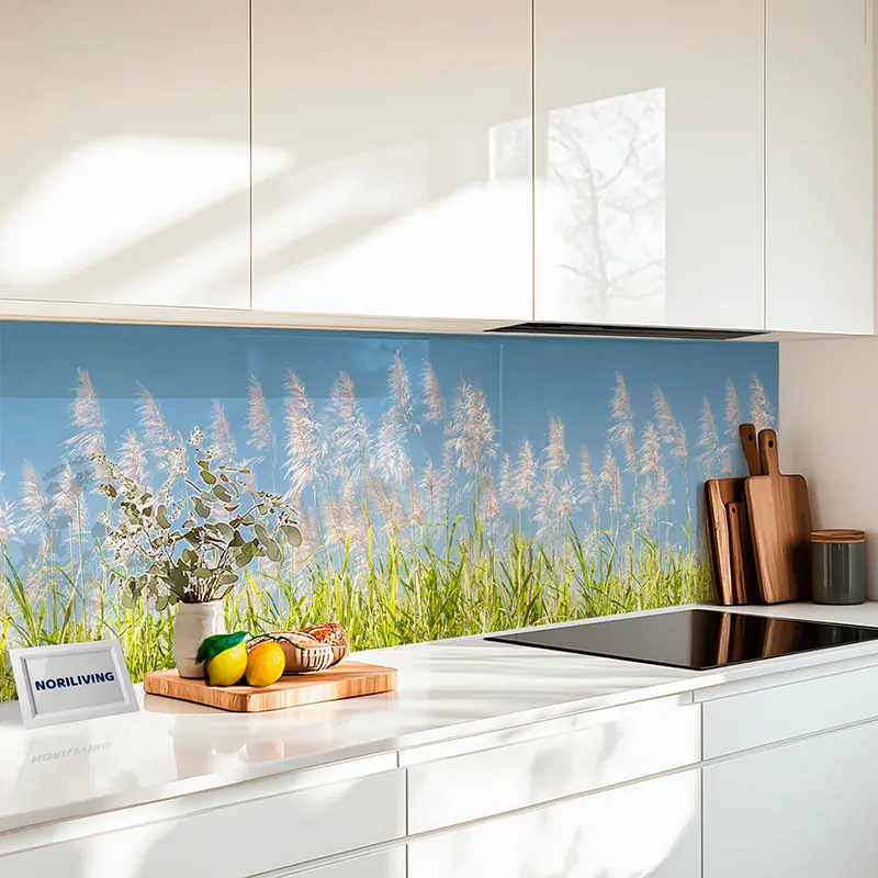 Küchenrückwand Alu Zuckerrohrpflanzen unter blauem Himmel 110