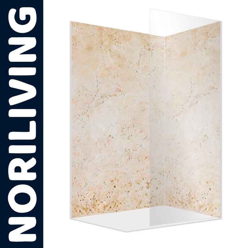 Eck-Duschkabine mit elegantem Marmor-Design von Noriliving