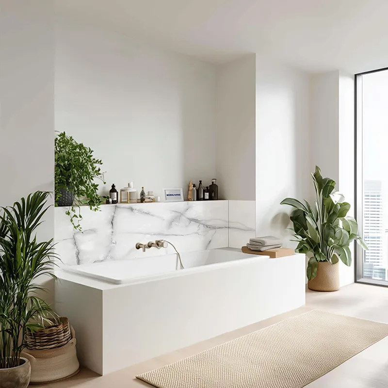 Badrückwand Alu Marmorstruktur weiß 002 schwarz-weiß