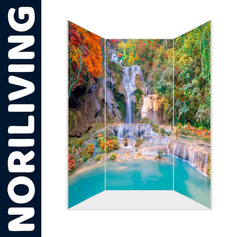 Paravent mit farbenfrohem Wasserfall-Motiv ideal zur Raumdekoration