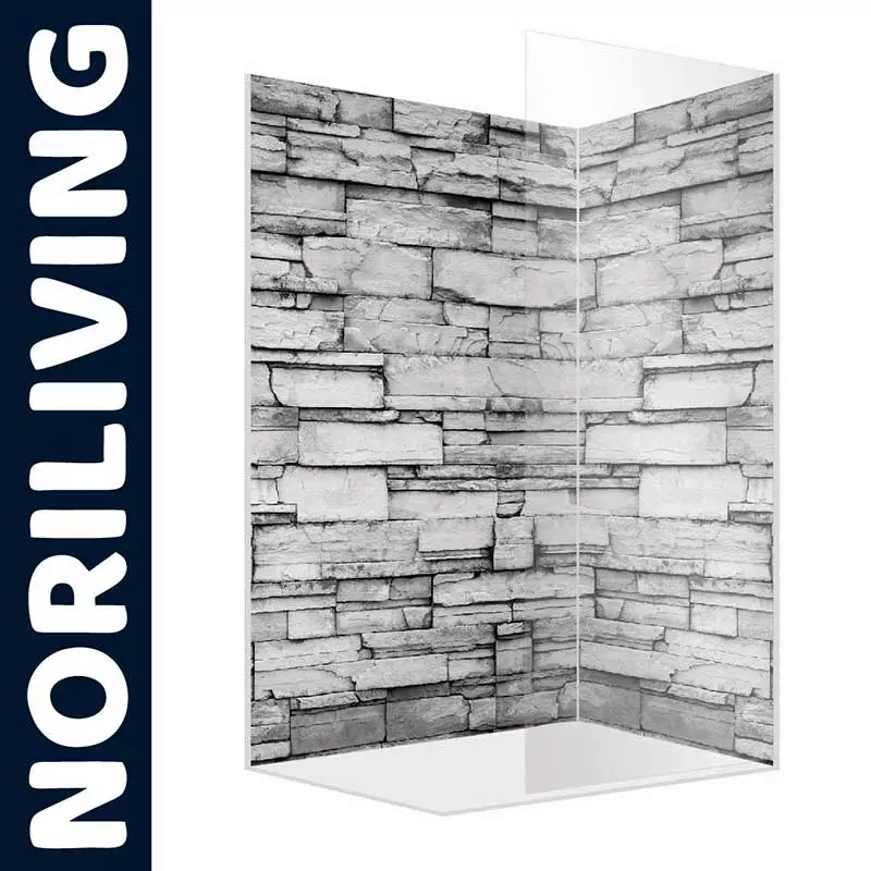 Duschwand in Steinoptik von NORILIVING, geeignet für moderne Badezimmergestaltungen