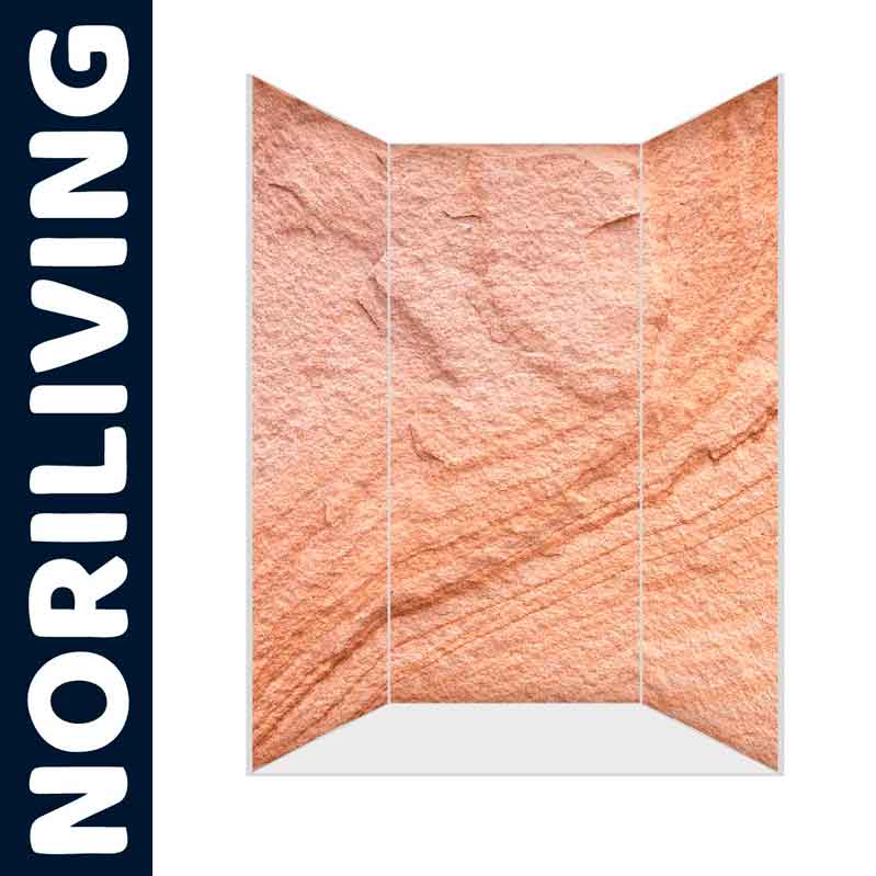 Dekorativer Raumteiler aus Holz mit natürlichem Sandstein-Muster - Noriliving Dekorativer Raumteiler von Noriliving mit Sandstein-Muster, bestehend aus drei Panels