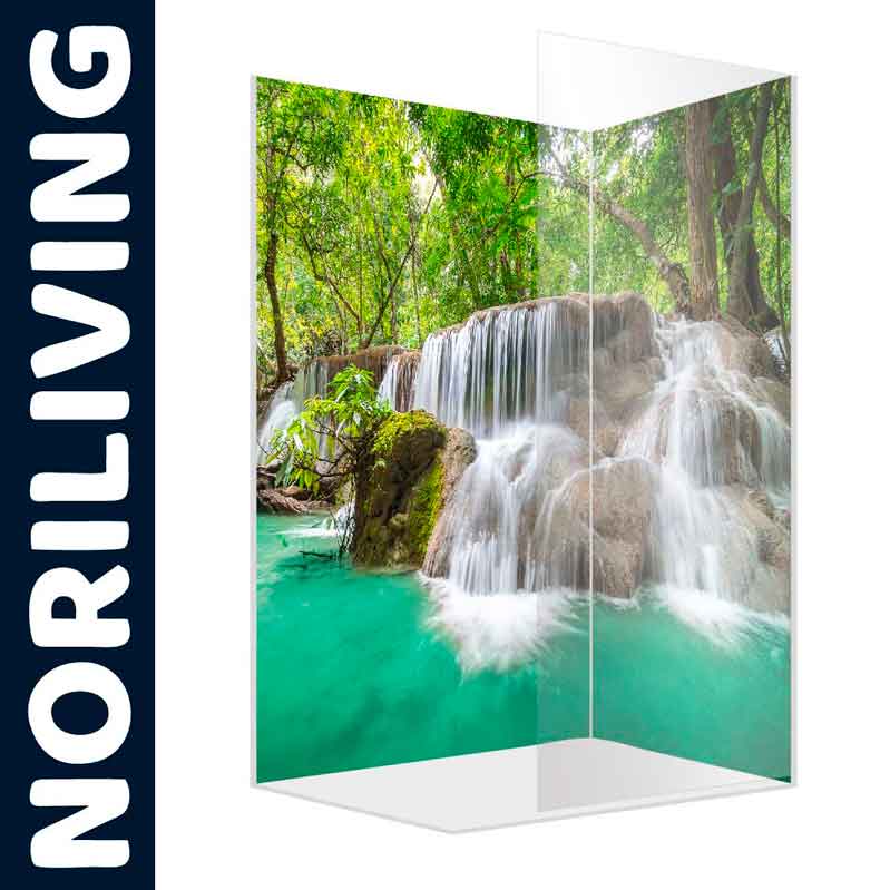 Duschabtrennung mit Wasserfall-Design im Dschungel von NORILIVING