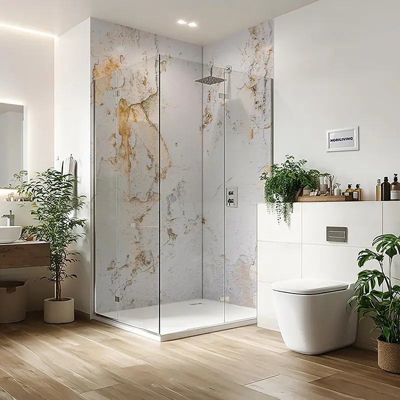 Duschrückwand Einzel | Ecke | Nische | Alu Alte weiße gebrochene Wand 777