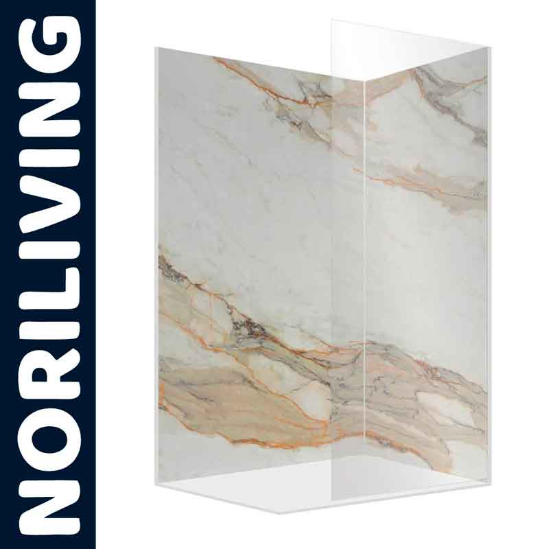 Marmoroptik-Duschwand mit modernem Design, hergestellt von NORILIVING