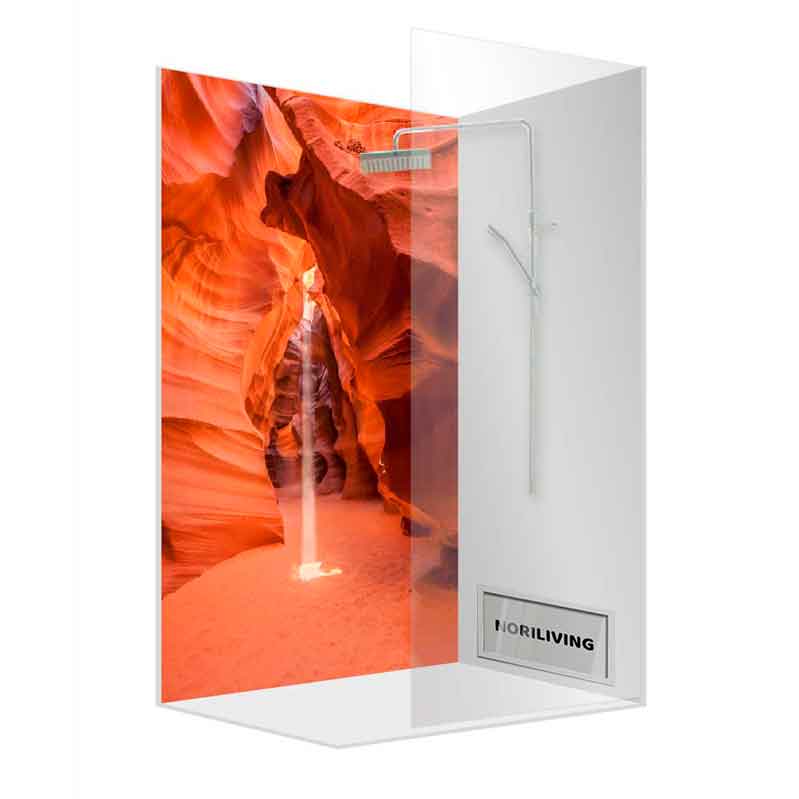 Duschkabine mit Antelope Canyon Motiv, moderne Glaswand Moderne Duschkabine mit Glaswand und Antelope Canyon Landschaftsmotiv