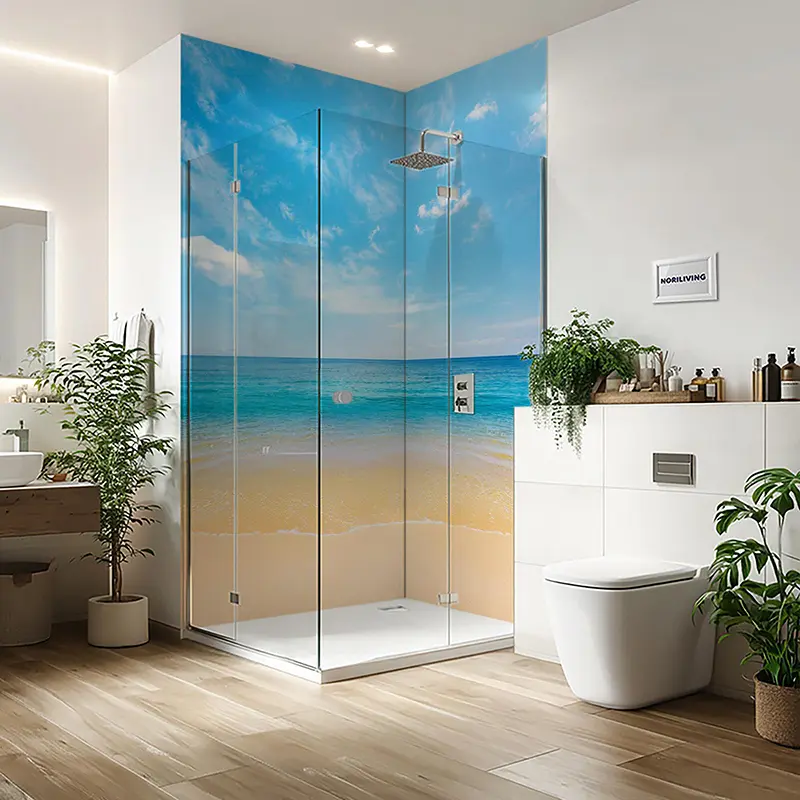 Duschrückwand Einzel | Ecke | Alu schöner Strand und tropisches Meer 567