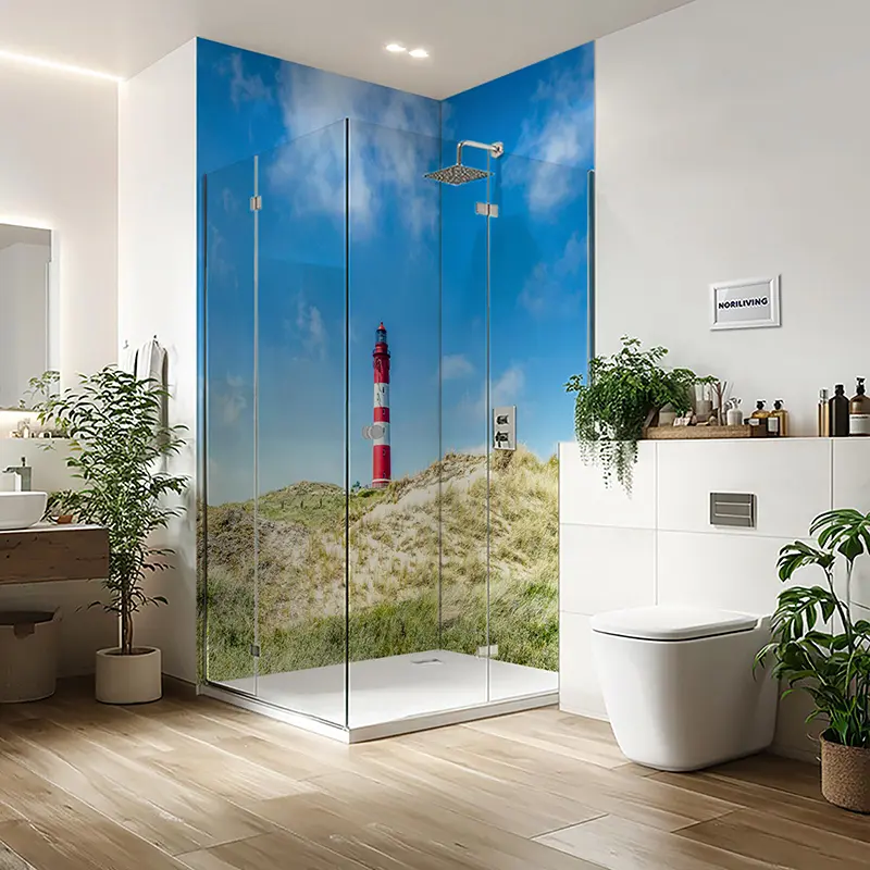 Duschrückwand Einzel | Ecke | Nische | Alu Leuchtturm an der Nordsee 049