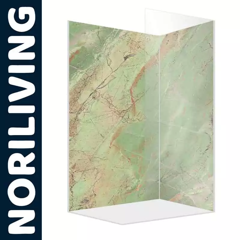 Grüne marmorierte Duschrückwand von NORILIVING