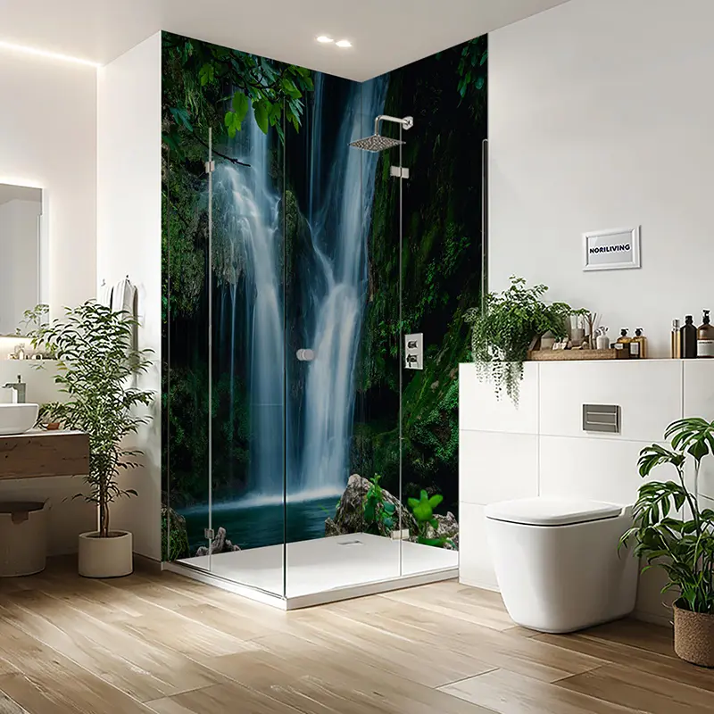 Duschrückwand Einzel | Ecke | Nische | Alu Wasserfall in grüner Schlucht 308