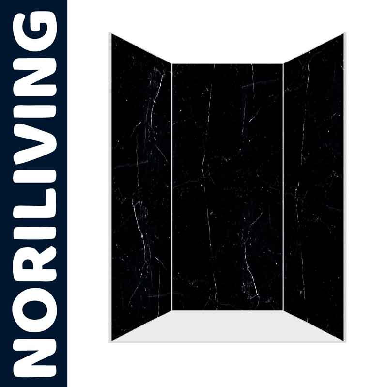 Schwarzer Marmor-Raumteiler von Noriliving, dreiteilig und elegant