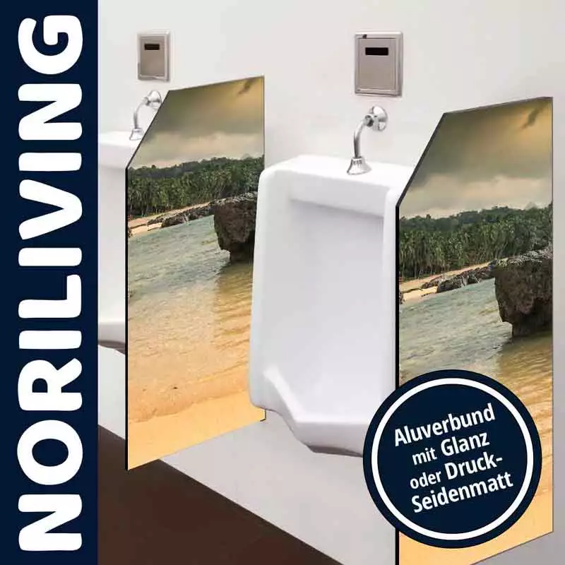 Urinaltrennwand mit tropischem Strandmotiv von NORILIVING, ideal für stilvolle sanitäre Einrichtungen