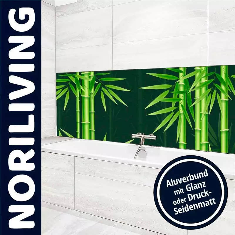 Bad mit Bambusmotiv auf Aluverbund – Glanz oder Druck-Seidenmatt erhältlich