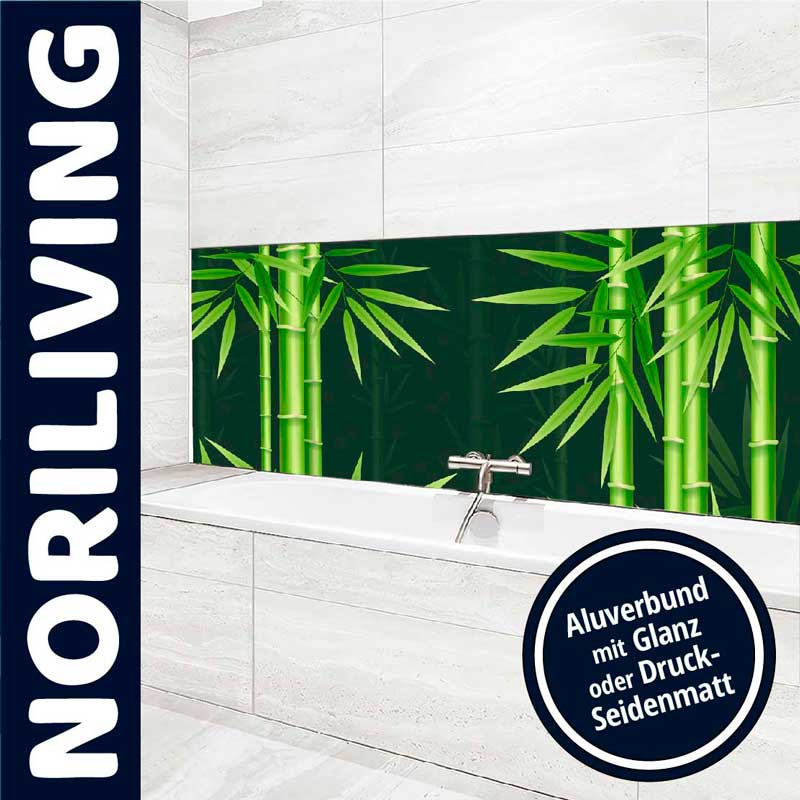 Bad mit Bambusmotiv auf Aluverbund – Glanz oder Druck-Seidenmatt erhältlich