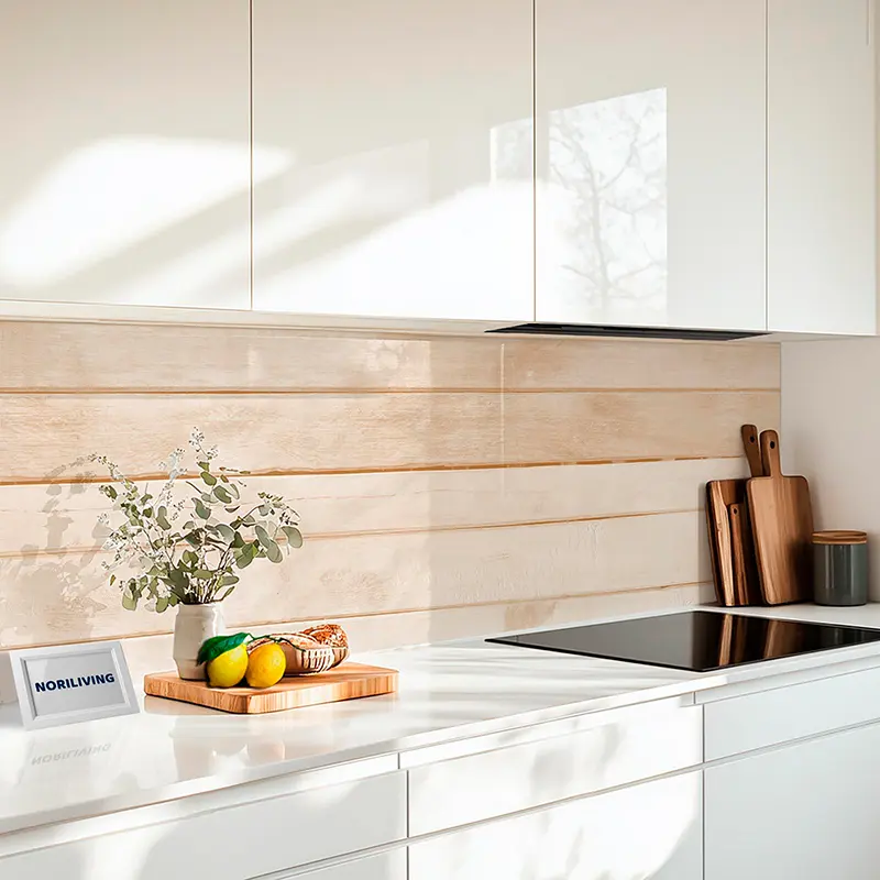 Fliesenspiegel Alu Beiger Holzpaneel-Hintergrund 086