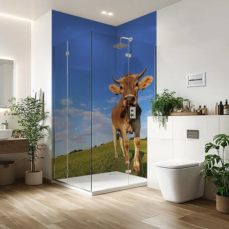 Duschrückwand Einzel | Ecke | Alu Kuh auf der Weide 603