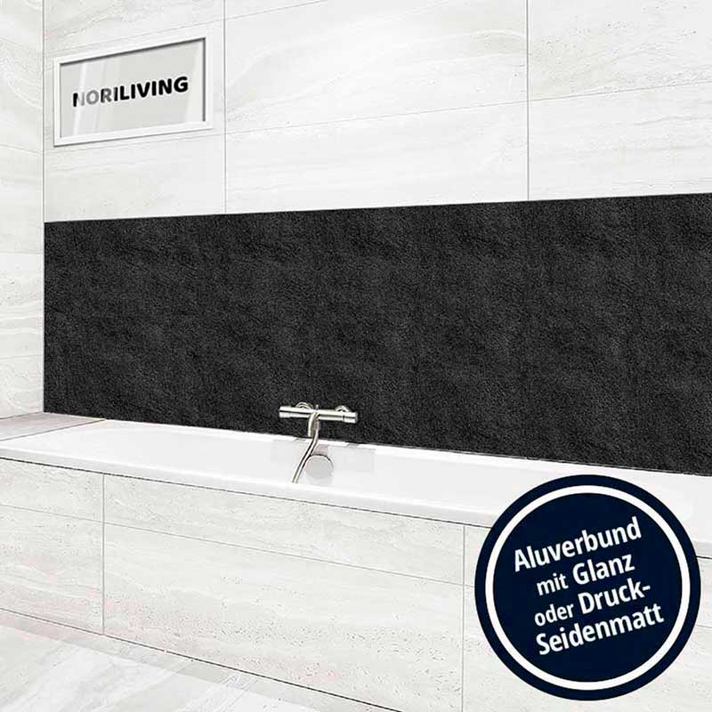 Badrückwand Alu Asphalt-Textur dunkel 455 schwarz-weiß