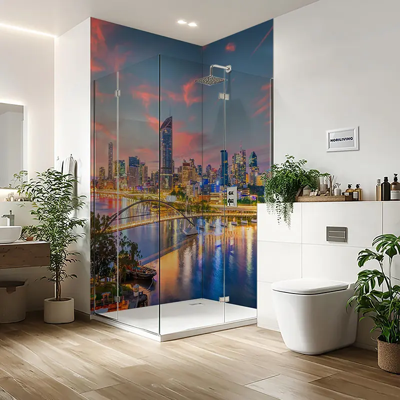Duschrückwand Einzel | Ecke | Nische | Alu Skyline von Brisbane und Brisbane River 324