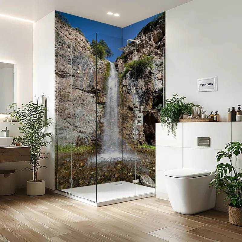 Duschrückwand Einzel | Ecke | Alu Wasserfall Felswand 212