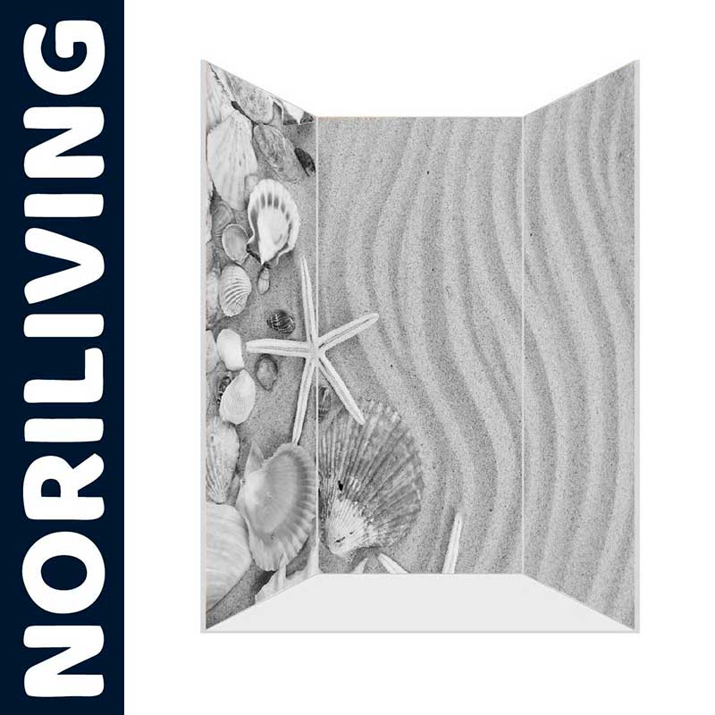 Dekorativer Paravent von NORILIVING mit Muschel- und Sandmotiv, ideal für strandähnliche Raumgestaltung