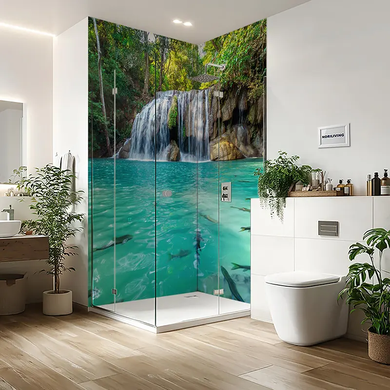 Duschrückwand Einzel | Ecke | Nische | Alu Wasserfall mit Pool 512