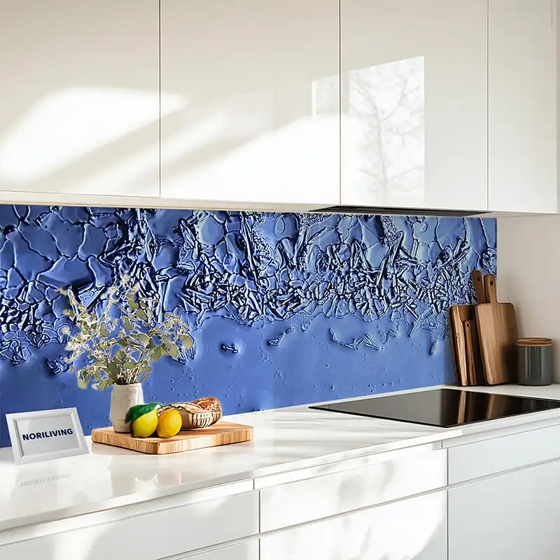 Küchenrückwand Echtglasoptik Profiline Abstrakte blaue Eis- und Kristallstruktur 181