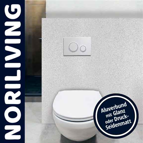 Stilvolles Badezimmer mit modernen Designs von NORILIVING Moderne Toiletteninstallation mit NORILIVING-Design, einschließlich Aluverbund mit Glanz oder Druck-Seidenmatt.
