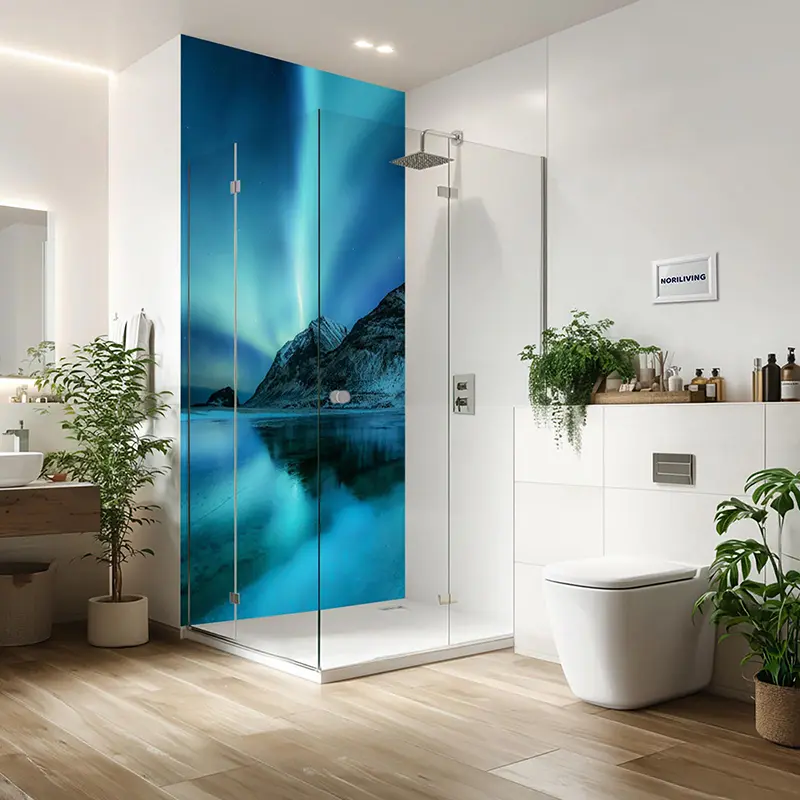 Duschrückwand Einzel | Ecke | Alu Nordlicht in Norwegen 559