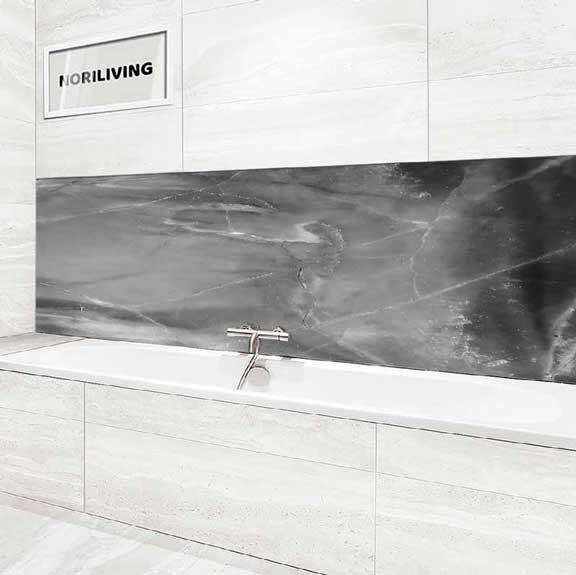 Badrückwand Alu Marmor beige - mittelgrau 012 schwarz-weiß