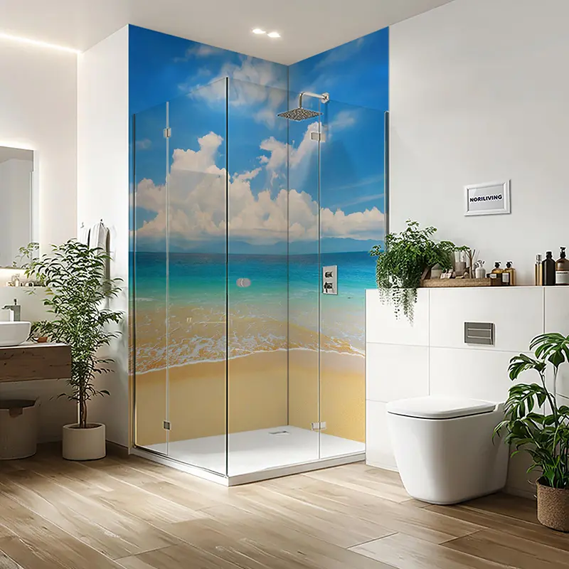 Duschrückwand Einzel | Ecke | Alu schöner Strand und tropisches Meer 089