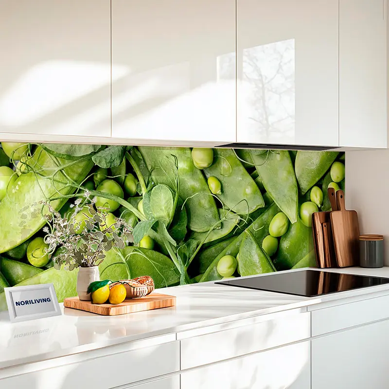 Küchenrückwand Echtglasoptik Profiline Frische grüne Erbsen in Schoten 178