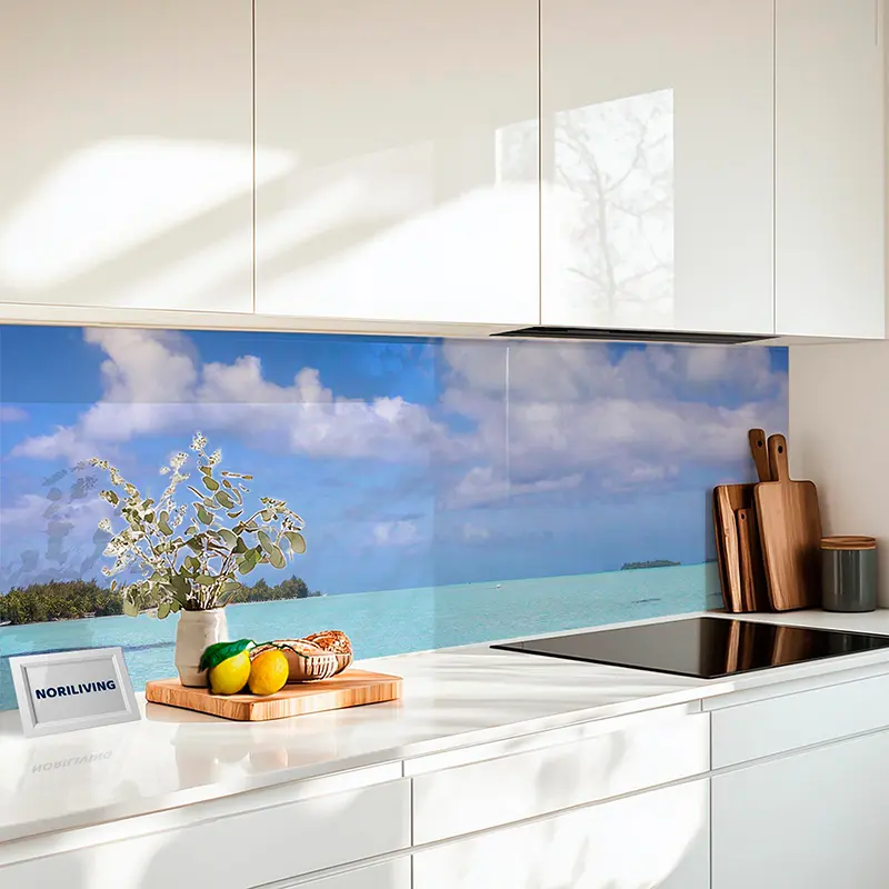 Küchenrückwand Echtglasoptik Profiline Türkises Meerwasser mit klarem Himmel 994