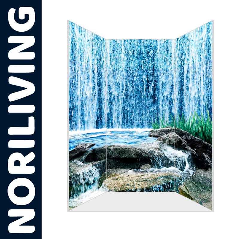Dekorativer Noriliving Raumteiler mit beruhigendem Wasserfallmotiv, ideal zur Raumtrennung und Entspannung.