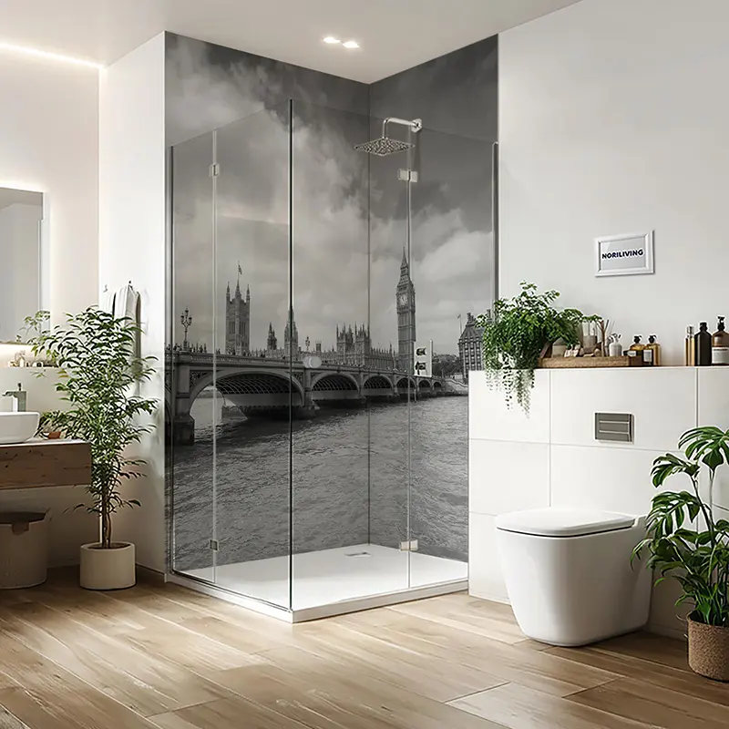 Duschrückwand Aluverbund Westminster Brücke & Houses of Parliament London 888 schwarz-weiß