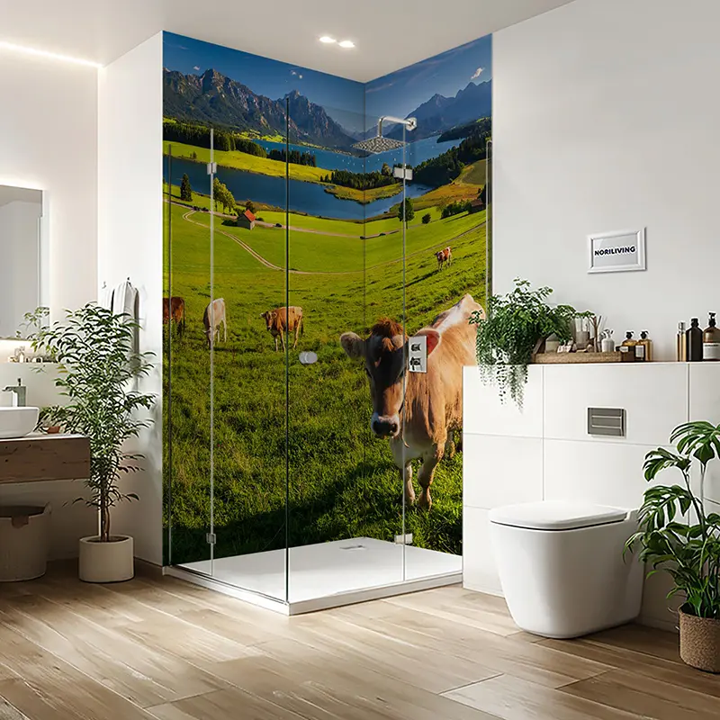 Duschrückwand Einzel | Ecke | Nische | Alu Kühe in Alpenidylle 260