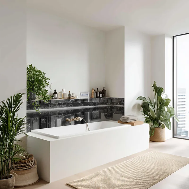 Badrückwand Alu Abu Dhabi Hochhaus 660 schwarz-weiß