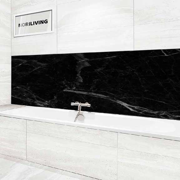 Badrückwand Alu Marmor schwarz-grau 007 schwarz-weiß