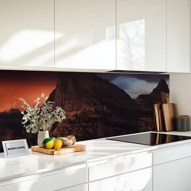 Küchenrückwand Echtglasoptik Profiline Abendlicher Blick auf die amerikanischen Rocky Mountains 376