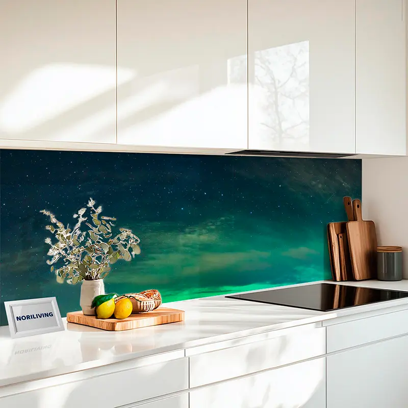 Küchenrückwand Alu Aurora Borealis in der Nähe der Stadt Umea, Schweden 912