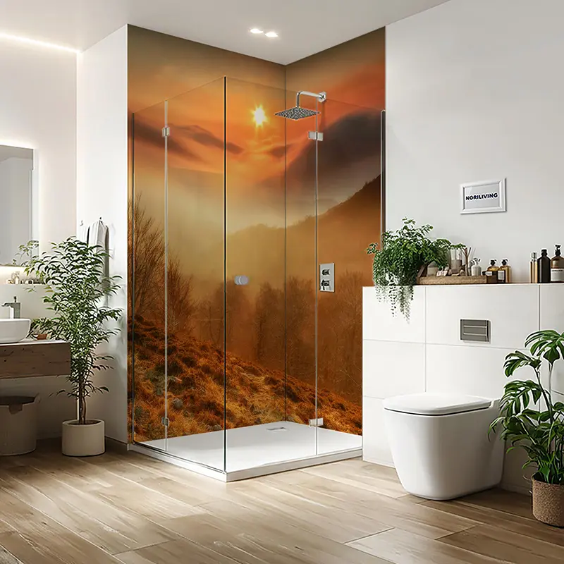 Duschrückwand Einzel | Ecke | Nische | Alu Sonnenaufgang über den Wolken im Tal 883