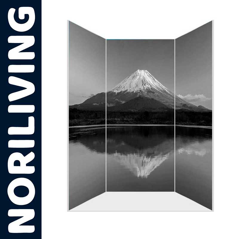 NORILIVING Raumteiler mit Bergmotiv Dreiteiliger Raumteiler mit Berg und Spiegelung im Wasser von NORILIVING