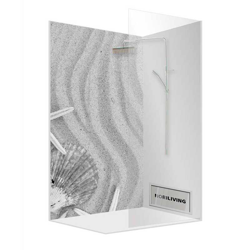 Duschkabine von NORDLIVING mit Sand- und Muscheldesign