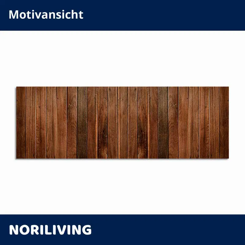 Langes Wandbild aus dunklen Holzlatten
