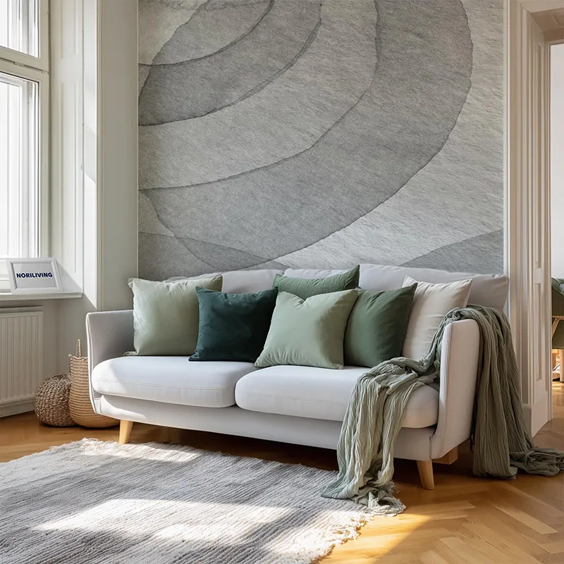 Wohnzimmerrückwand Alu abstrakte Aquarellkreise 407 schwarz-weiß